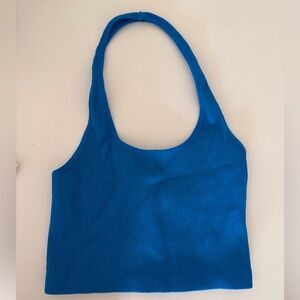 Vibrant Blue Ribbed Cotton On Halter Top